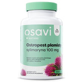 Osavi Milk Thistle supplement bottle, containing 100 mg silymarin for liver support and healthy gallbladder functions.